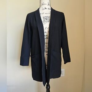 Eileen Fisher Blazer Cardigan Womens S Petite Black Open Front Stretch